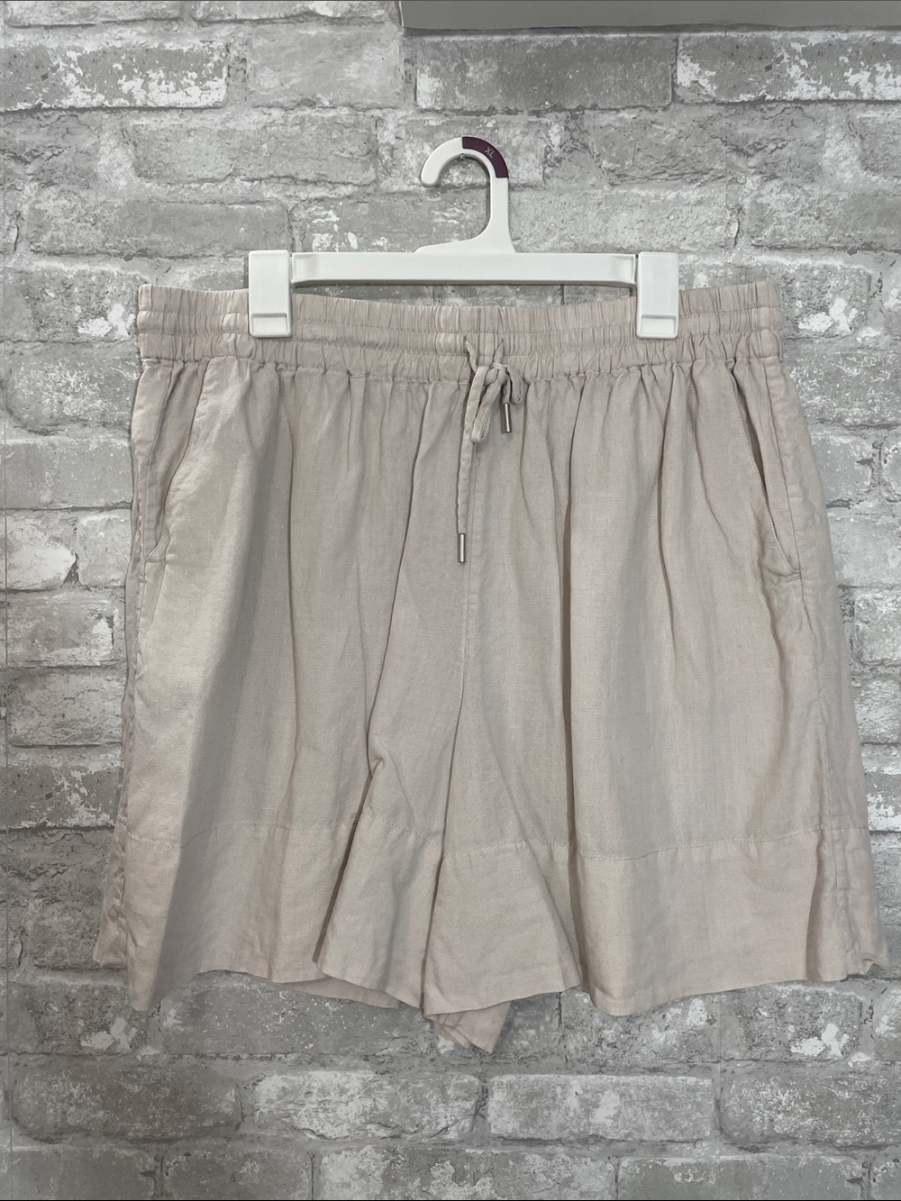 Country Road Beige Elastic Waist Linen Shorts